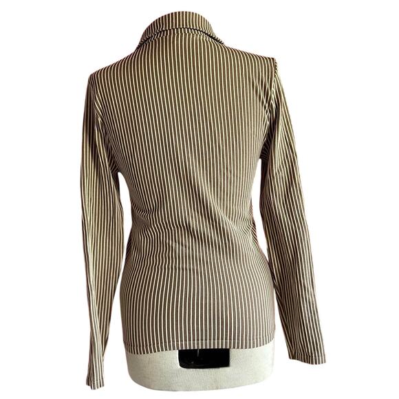 Womens Top Size XL Tan Long Sleeve Minimalist Collar Structured Business Casual - Picture 4 of 8